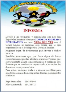 Comunicada Torneos Amistad e Integraci+¦n
