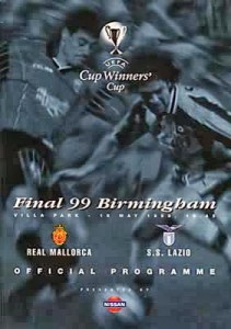 Cartel de la final de la Recopa, disputado en el Estadio Villa Park de Birmingham, entre el R_ C_ D_ Mallorca y el S_ S_ Lazio_