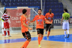 Celebración del gol de Isi para Burela