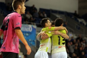 Celebración del segundo gol del Palma Futsal