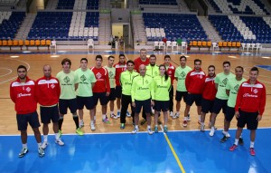 El Palma Futsal posa antes del entreno de este viernes en Son Moix 1
