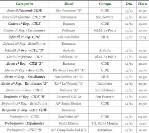 HORARIOS