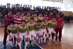 Formación del Palma Futsal juvenil de DH ante el F.C. Barcelona 1