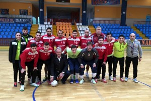 La expedición del Palma Futsal, en Burela, antes del entrenamiento del sábado 1