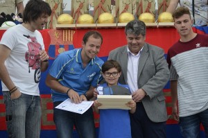 De izquierda a derecha D. Guillem Crespí (Concejal de deportes de Sa Pobla), D. Carles Cladera (Coordinador General Entre Porteros), Manuel Izqu