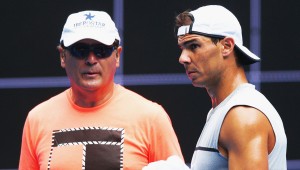 MELBOURNE, AUSTRALIA - JANUARY 11: Rafael Nadal of Spain walks in front of coach Tony Nadal during a practice session ahead of the 2017 Australian Open at Melbourne Park on January 11, 2017 in Melbourne, Australia. (Photo by Michael Dodge/Getty Images)