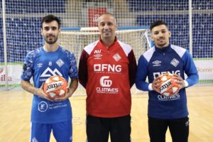 Eloy Rojas, Antonio Vadillo y Luan Muller posan en la pista de Son Moix