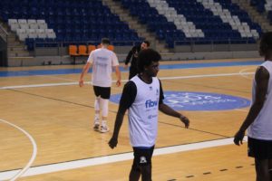 Michael Drame, en un entrenamiento de esta semana