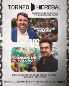 Cartel del partido amigos de Falcao contra los amigos de Tirado